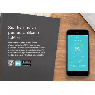 TP-Link M7650 přenosný WiFi5 router (AC1200, 4G LTE Cat11, 2, 4GHz/5GHz, 1xmicroUSB, 1xmicroSIM, 1xmicroSD)