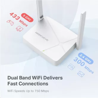 MERCUSYS MR20 WiFi5 router (AC750, 2, 4GHz/5GHz, 1x100Mb/s WAN, 2x100Mb/s LAN)