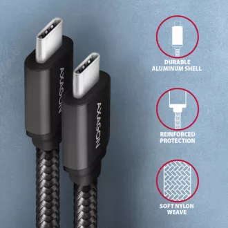 AXAGON BUCM3-CM30AB, SPEED kabel USB-C <-> USB-C, 3m, USB 3.2 Gen 1, PD 60W 3A, ALU, oplet, černý AXAGON BUCM3-CM30AB, SPEED kabel USB-C <-> USB-C, 3m, USB 3.2 Gen 1, PD 60W 3A, ALU, oplet, černý