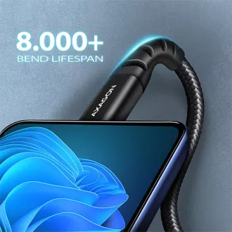 AXAGON BUCM-CM30AB, HQ kabel USB-C <-> USB-C, 3m, USB 2.0, PD 60W 3A, ALU, oplet, černý AXAGON BUCM-CM30AB, HQ kabel USB-C <-> USB-C, 3m, USB 2.0, PD 60W 3A, ALU, oplet, černý