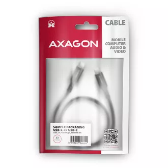 AXAGON BUCM-CM30AB, HQ kabel USB-C <-> USB-C, 3m, USB 2.0, PD 60W 3A, ALU, oplet, černý AXAGON BUCM-CM30AB, HQ kabel USB-C <-> USB-C, 3m, USB 2.0, PD 60W 3A, ALU, oplet, černý
