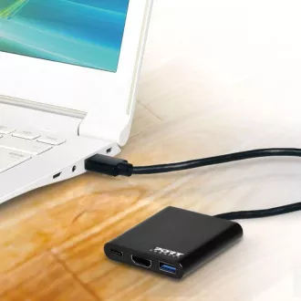 PORT HUB USB-C, HDMI 1X 4K + USB-A + USB-C, černá PORT HUB USB-C, HDMI 1X 4K + USB-A + USB-C, černá