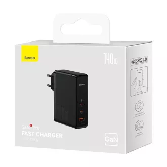 Baseus GaN5 Pro rychlonabíjecí adaptér 2x USB-C + USB-A 140W černá Baseus GaN5 Pro rychlonabíjecí adaptér 2x USB-C + USB-A 140W černá