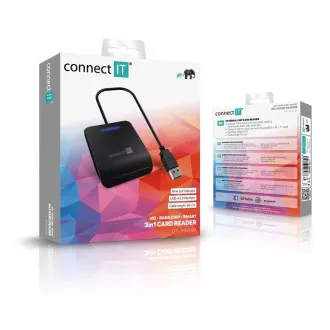 CONNECT IT USB čtečka eObčanek a čipových karet, černá CONNECT IT USB čtečka eObčanek a čipových karet, černá