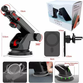 1stCOOL bezdrátová QI nabíječka 15W, magnetická, do auta, MagSafe kompatibilní, černá 1stCOOL bezdrátová QI nabíječka 15W, magnetická, do auta, MagSafe kompatibilní, černá