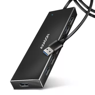 AXAGON HUE-F7A, 7x USB 3.2 Gen 1 ALU FLAT CHARGING hub, micro USB napájecí konektor, kabel USB-A 1m AXAGON HUE-F7A, 7x USB 3.2 Gen 1 ALU FLAT CHARGING hub, micro USB napájecí konektor, kabel USB-A 1m