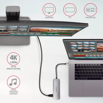 AXAGON HMC-HCR3A, USB 3.2 Gen 1 hub, porty 3x USB-A, HDMI 4k/30Hz, SD/microSD, kabel USB-C 20cm AXAGON HMC-HCR3A, USB 3.2 Gen 1 hub, porty 3x USB-A, HDMI 4k/30Hz, SD/microSD, kabel USB-C 20cm