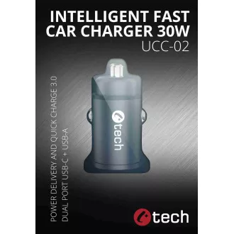 C-TECH nabíječka USB do auta UCC-02, 1x Type C + 1 x Type A, 30W C-TECH nabíječka USB do auta UCC-02, 1x Type C + 1 x Type A, 30W