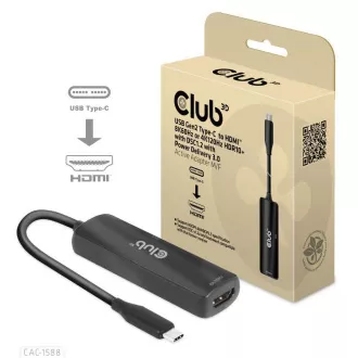 Club3D Adaptér USB-C na HDMI 8K60Hz/4K120Hz, Active Adapter M/F, PD 3.0, HDR10+ a DSC 1.2 Club3D Adaptér USB-C na HDMI 8K60Hz/4K120Hz, Active Adapter M/F, PD 3.0, HDR10+ a DSC 1.2