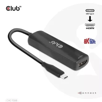 Club3D Adaptér USB-C na HDMI 8K60Hz/4K120Hz, Active Adapter M/F, PD 3.0, HDR10+ a DSC 1.2 Club3D Adaptér USB-C na HDMI 8K60Hz/4K120Hz, Active Adapter M/F, PD 3.0, HDR10+ a DSC 1.2
