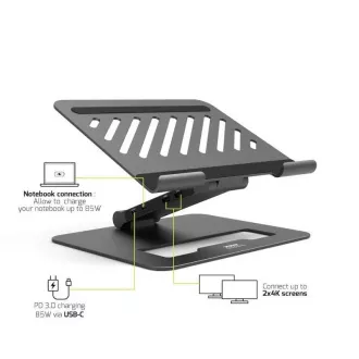 PORT dokovací stanice s natavitelným stojanem na notebook až pro 7 periferií přes USB-C, černá PORT dokovací stanice s natavitelným stojanem na notebook až pro 7 periferií přes USB-C, černá