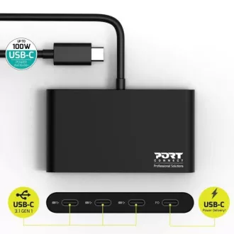 PORT hub USB-C s porty 3x USB-C 3.1 + 1x USB-C 100 W PD PORT hub USB-C s porty 3x USB-C 3.1 + 1x USB-C 100 W PD