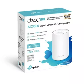 TP-Link Deco X50-DSL WiFi6 Mesh (AX3000, 2, 4GHz/5GHz, 4xGbELAN/WAN, 1xDSL Port (VDSL2/ADSL2+/ADSL2/ADSL) TP-Link Deco X50-DSL WiFi6 Mesh (AX3000, 2, 4GHz/5GHz, 4xGbELAN/WAN, 1xDSL Port (VDSL2/ADSL2+/ADSL2/ADSL)