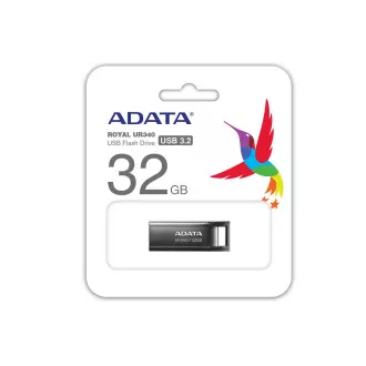 ADATA Flash Disk 32GB UR340, USB 3.2 Dash Drive, kov lesklá černá ADATA Flash Disk 32GB UR340, USB 3.2 Dash Drive, kov lesklá černá
