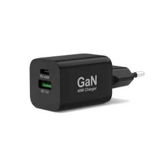 PORT síťová nabíječka pro USB-C a USB-A, 45 W, černá PORT síťová nabíječka pro USB-C a USB-A, 45 W, černá