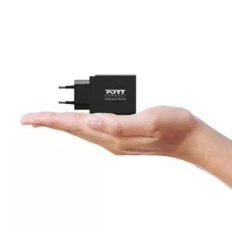 PORT síťová nabíječka pro USB-C a USB-A, 45 W, černá PORT síťová nabíječka pro USB-C a USB-A, 45 W, černá