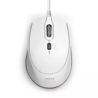 PORT optická myš SILENT, USB-A/USB-C, 3600 DPI, bílá PORT optická myš SILENT, USB-A/USB-C, 3600 DPI, bílá