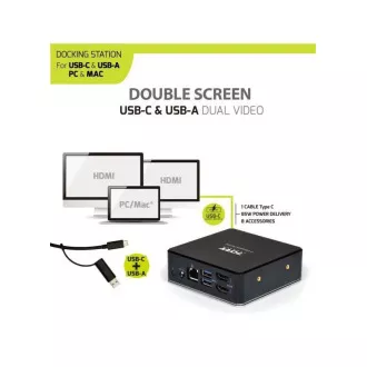 PORT dokovací stanice 8v1 USB-C, USB-A, dual video, HDMI, Ethernet, audio, USB 3.0 PORT dokovací stanice 8v1 USB-C, USB-A, dual video, HDMI, Ethernet, audio, USB 3.0