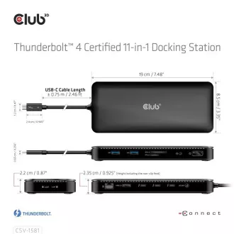 Club3D Dokovací stanice USB-C 11v1, 2xDP, 3xUSB-C, 3xUSB, 1xRJ45, čtečka SD karet, černá Club3D Dokovací stanice USB-C 11v1, 2xDP, 3xUSB-C, 3xUSB, 1xRJ45, čtečka SD karet, černá
