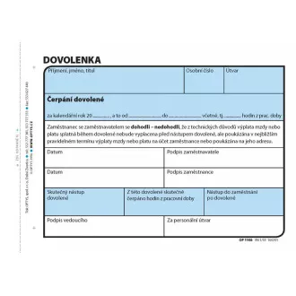 Tiskopis Dovolenka A6 100 listů OPTYS Tiskopis Dovolenka A6 100 listů OPTYS