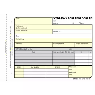 Tiskopis Výdajový pokl. doklad A6 samopropis 100 listů OPTYS Tiskopis Výdajový pokl. doklad A6 samopropis 100 listů OPTYS