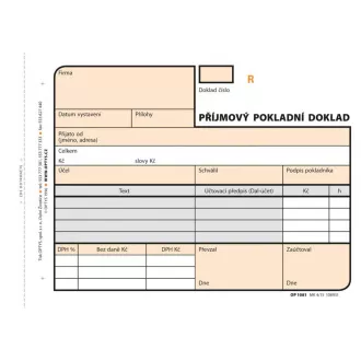 Tiskopis Příjmový pokl. doklad A6 samopropis číslovaný 2x50 listů OPTYS Tiskopis Příjmový pokl. doklad A6 samopropis číslovaný 2x50 listů OPTYS