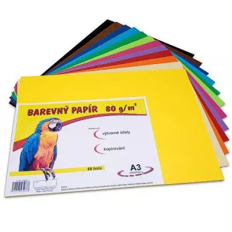 Barevný papír A3/80g 12 barev 60 listů Barevný papír A3/80g 12 barev 60 listů