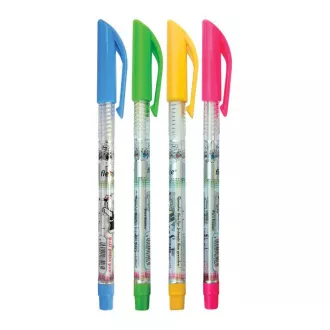 Kuličkové pero jednorázové Flexoffice Simply Crocus plast FO-018 0,38mm modré tělo čiré Kuličkové pero jednorázové Flexoffice Simply Crocus plast FO-018 0,38mm modré tělo čiré