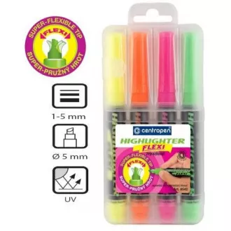 Zvýrazňovač Centropen 8542/4 Highlighter Flexi 4 barvy klínový hrot 1-5mm Zvýrazňovač Centropen 8542/4 Highlighter Flexi 4 barvy klínový hrot 1-5mm