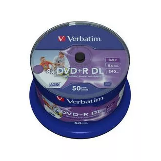 VERBATIM DVD+R(50-pack)DoubleLayer/Spindle/8X/8.5GB/Printable/NoID