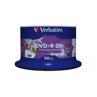 VERBATIM DVD+R(50-pack)DoubleLayer/Spindle/8X/8.5GB/Printable/NoID