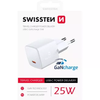 MINI SÍŤ.ADAP.GaN USB-C 25W SWISSTEN MINI SÍŤ.ADAP.GaN USB-C 25W SWISSTEN