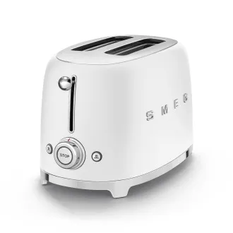 Smeg TSF01WHMEU toustovač / topinkovač, 2 toasty, 6 úrovní opékání, zásuvka na drobky, styl. 50. let, matně bílá Smeg TSF01WHMEU toustovač / topinkovač, 2 toasty, 6 úrovní opékání, zásuvka na drobky, styl. 50. let, matně bílá