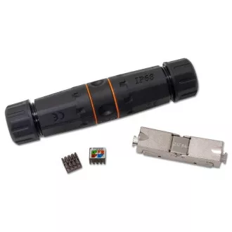 Spojka vodotěsná STP RJ45, Cat5E, Cat6, Cat6A, krytí IP68 Spojka vodotěsná STP RJ45, Cat5E, Cat6, Cat6A, krytí IP68