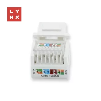 LYNX keystone UTP Cat6, samozařezávací, 90stp., bílý LYNX keystone UTP Cat6, samozařezávací, 90stp., bílý