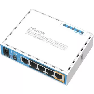 MikroTik hAP, 650MHz CPU, 64MB RAM, 5x LAN, integr. 2.4GHz Wi-Fi, WPS, vč. L4 MikroTik hAP, 650MHz CPU, 64MB RAM, 5x LAN, integr. 2.4GHz Wi-Fi, WPS, vč. L4