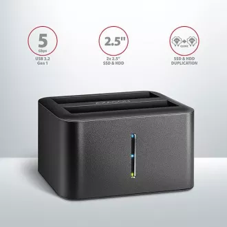 AXAGON ADSA-D25, USB 3.2 Gen 1 - 2x SATA 6G 2.5" SSD/HDD CLONE MINI dokovací stanice AXAGON ADSA-D25, USB 3.2 Gen 1 - 2x SATA 6G 2.5" SSD/HDD CLONE MINI dokovací stanice