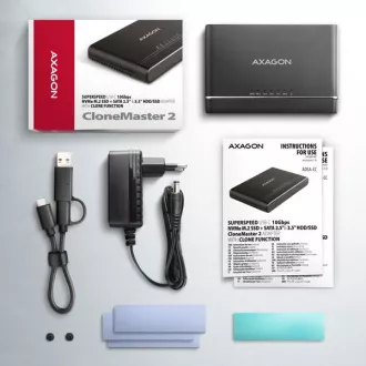 AXAGON ADSA-CC USB-C 10Gbps - NVMe M.2 SSD & SATA 2.5"/3.5" SSD/HDD CLONE MASTER 2 adaptér AXAGON ADSA-CC USB-C 10Gbps - NVMe M.2 SSD & SATA 2.5"/3.5" SSD/HDD CLONE MASTER 2 adaptér