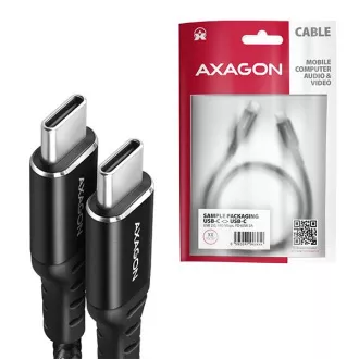 AXAGON BUCM-CM15AB, HQ kabel USB-C <-> USB-C, 1.5m, USB 2.0, PD 60W 3A, ALU, oplet, černý AXAGON BUCM-CM15AB, HQ kabel USB-C <-> USB-C, 1.5m, USB 2.0, PD 60W 3A, ALU, oplet, černý