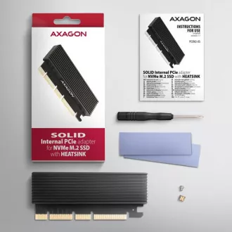 AXAGON PCEM2-XS, PCIe x16 - M.2 NVMe M-key slot adaptér, kryt s chladičem pro pasivní chlazení AXAGON PCEM2-XS, PCIe x16 - M.2 NVMe M-key slot adaptér, kryt s chladičem pro pasivní chlazení
