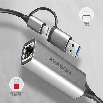 AXAGON ADE-TXCA, USB-C + USB-A 3.2 Gen 1 - Gigabit Ethernet síťová karta, Asix AX88179, auto instal AXAGON ADE-TXCA, USB-C + USB-A 3.2 Gen 1 - Gigabit Ethernet síťová karta, Asix AX88179, auto instal