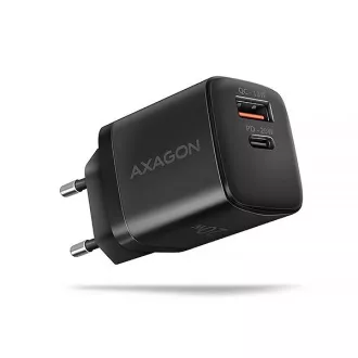 AXAGON ACU-PQ20, nabíječka do sítě 20W, 2x port (USB-A + USB-C), PD3.0/PPS/QC4+/AFC/Apple, černá AXAGON ACU-PQ20, nabíječka do sítě 20W, 2x port (USB-A + USB-C), PD3.0/PPS/QC4+/AFC/Apple, černá