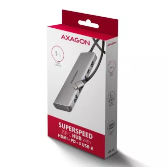 AXAGON HMC-5H, USB 5Gbps hub, 3x USB-A, HDMI 4k/30Hz, PD 100W, kabel USB-C 100cm AXAGON HMC-5H, USB 5Gbps hub, 3x USB-A, HDMI 4k/30Hz, PD 100W, kabel USB-C 100cm