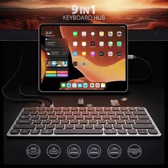 AXAGON HMC-KB-CS, USB 5Gbps hub s CZ/SK klávesnicí, HDMI 4K/60Hz, 3x USB-A, SD/mSD, audio, PD 100W, kabel USB-C 60cm AXAGON HMC-KB-CS, USB 5Gbps hub s CZ/SK klávesnicí, HDMI 4K/60Hz, 3x USB-A, SD/mSD, audio, PD 100W, kabel USB-C 60cm