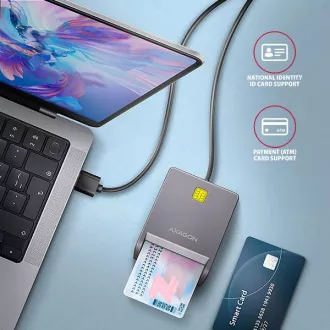 AXAGON CRE-SM3T, USB-A FlatReader čtečka kontaktních karet Smart card (eObčanka), kabel 1.3m AXAGON CRE-SM3T, USB-A FlatReader čtečka kontaktních karet Smart card (eObčanka), kabel 1.3m