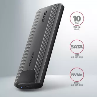 AXAGON EEM2-GTS2, USB-C 10Gbps - M.2 NVMe & SATA SSD kovový THIN box, bezšroubkový AXAGON EEM2-GTS2, USB-C 10Gbps - M.2 NVMe & SATA SSD kovový THIN box, bezšroubkový