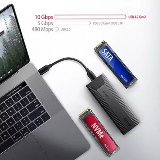 AXAGON EEM2-GTS2, USB-C 10Gbps - M.2 NVMe & SATA SSD kovový THIN box, bezšroubkový AXAGON EEM2-GTS2, USB-C 10Gbps - M.2 NVMe & SATA SSD kovový THIN box, bezšroubkový