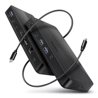 AXAGON HMC-U4, USB4 40Gbps dock, 3x USB-A, 2x USB-C, HDMI & DP 8K/30Hz, RJ-45, SD/mSD, audio, PD 100W, kabel USB-C 80cm AXAGON HMC-U4, USB4 40Gbps dock, 3x USB-A, 2x USB-C, HDMI & DP 8K/30Hz, RJ-45, SD/mSD, audio, PD 100W, kabel USB-C 80cm