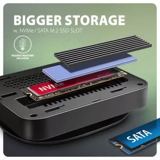AXAGON HMC-UFO, USB 10Gbps hub, 2x USB-A, USB-C, HDMI 4k/60, RJ-45, M.2 slot, SD/mSD, audio, PD 100W, kabel USB-C 65cm AXAGON HMC-UFO, USB 10Gbps hub, 2x USB-A, USB-C, HDMI 4k/60, RJ-45, M.2 slot, SD/mSD, audio, PD 100W, kabel USB-C 65cm