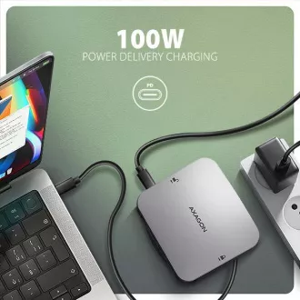 AXAGON HMC-UFO, USB 10Gbps hub, 2x USB-A, USB-C, HDMI 4k/60, RJ-45, M.2 slot, SD/mSD, audio, PD 100W, kabel USB-C 65cm AXAGON HMC-UFO, USB 10Gbps hub, 2x USB-A, USB-C, HDMI 4k/60, RJ-45, M.2 slot, SD/mSD, audio, PD 100W, kabel USB-C 65cm